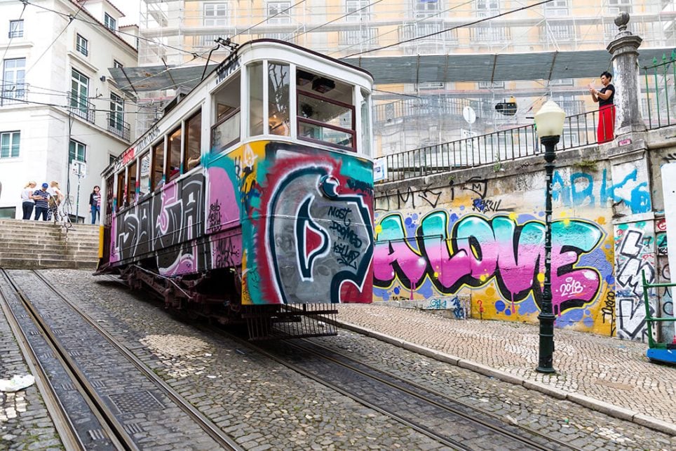 Elevador da Glória dans le Bairro Alto de Lisbonne